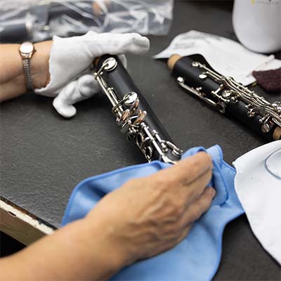 Clarinet being assembled