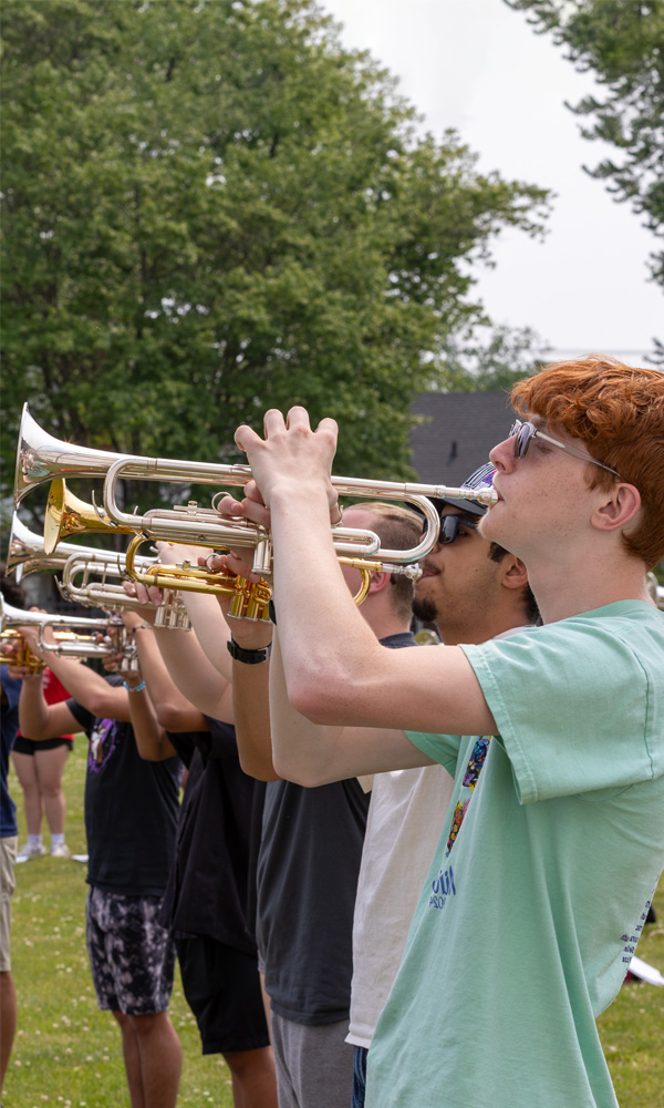 band students practicing outside