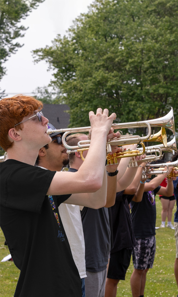 band students practicing outside