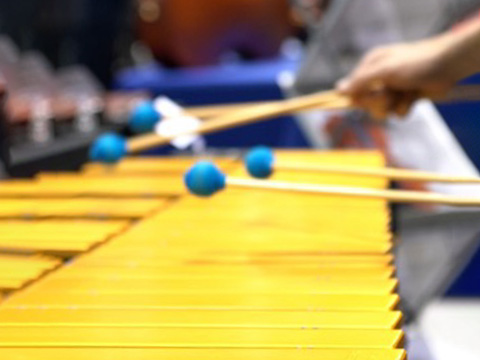 Close up of a yellow xylophone