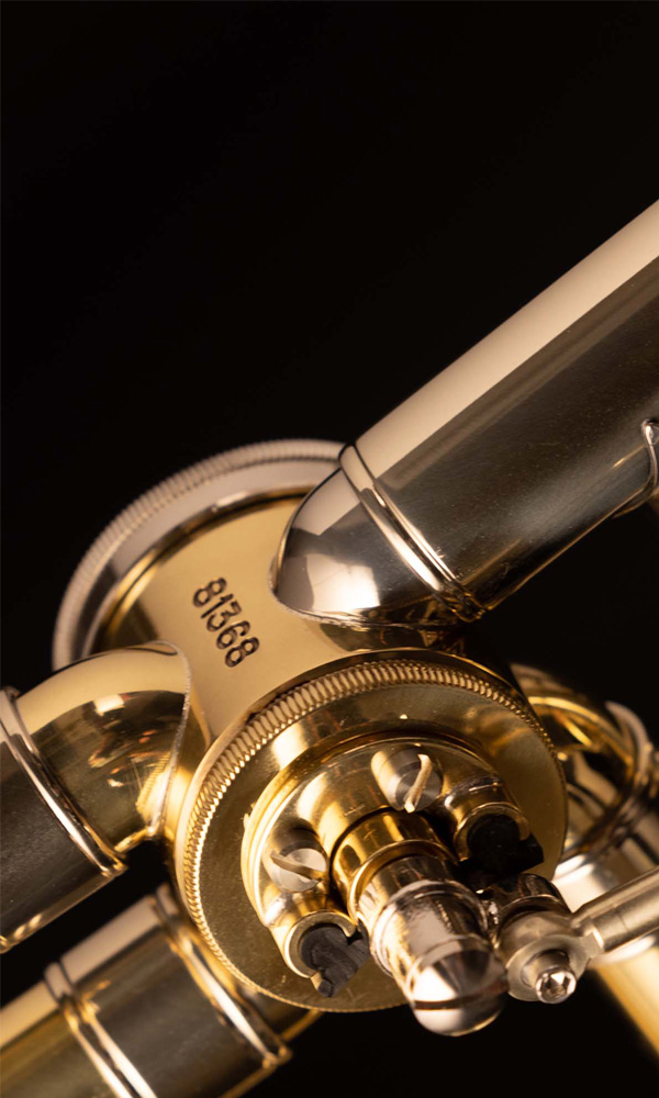 Close up of trombone serial number