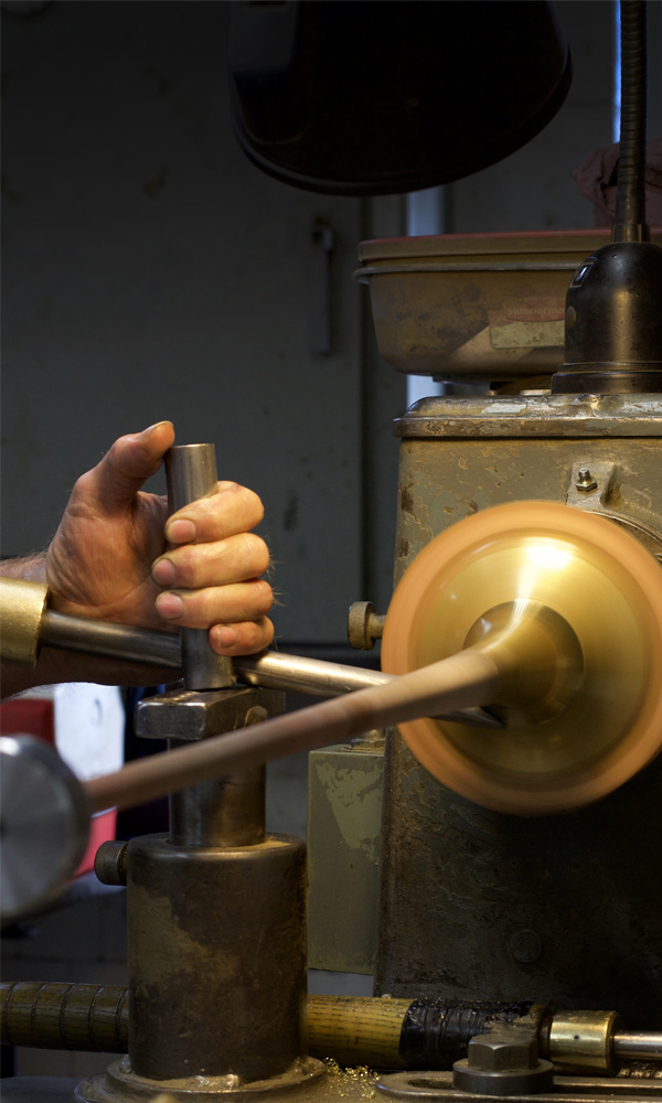 Working an instrument bell on the lathe