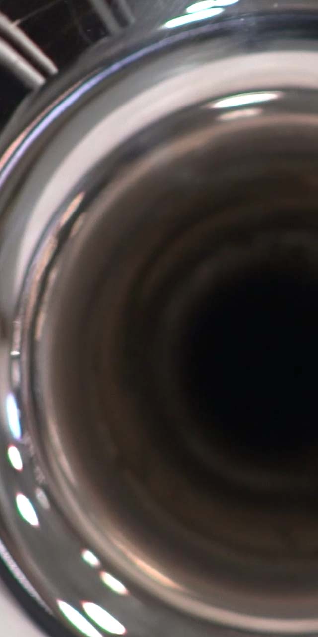 Looking down a trumpet horn