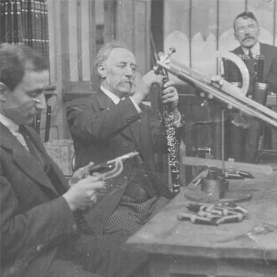 Employees fine tuning clarinets