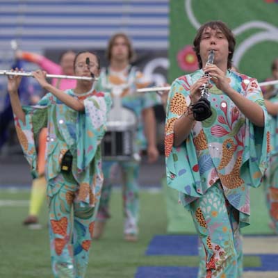 Student marching band preforming