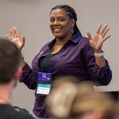 Woman teaching a class