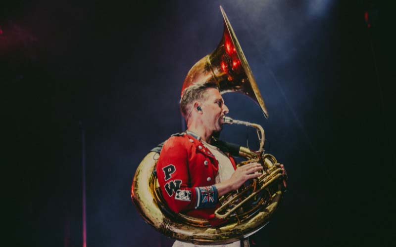 Philipp Westermann playing a sousaphone