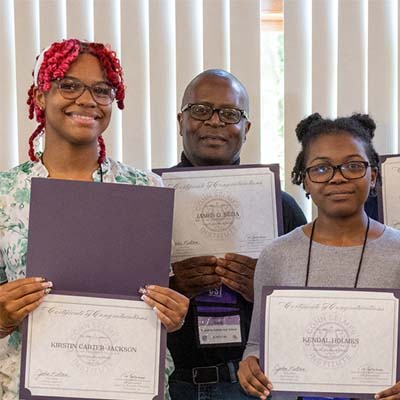 Students receiving scholarship awards