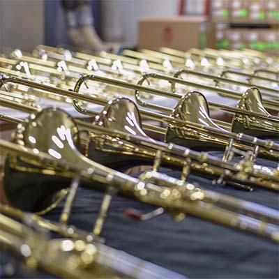 Trombones on a table