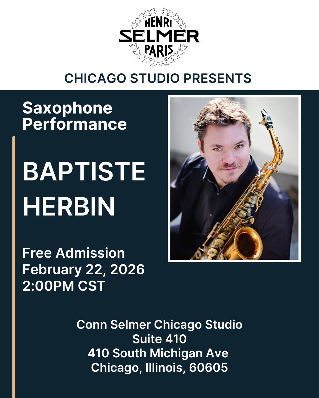 Baptiste Herbin Saxophone Conn Selmer Chicago Studio